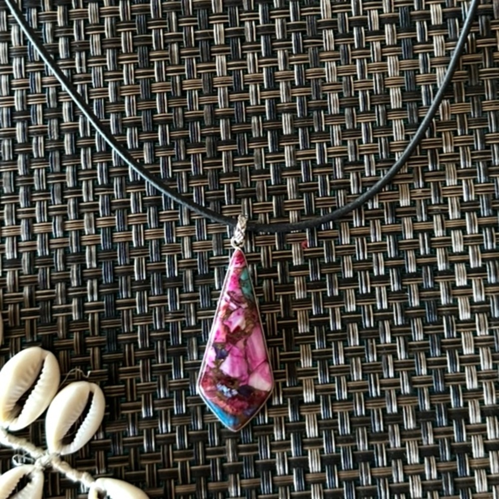 Kingman pink Dahlia Turquoise Necklace